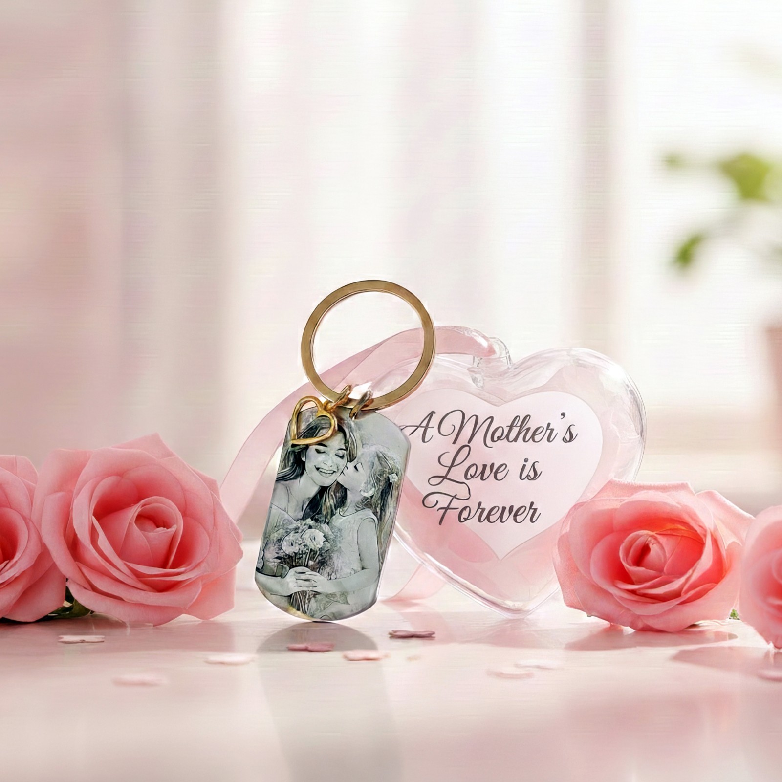 Personalised Gold Keyring, Custom Photo Keychain Gift For Mum, Dad, Him, Her