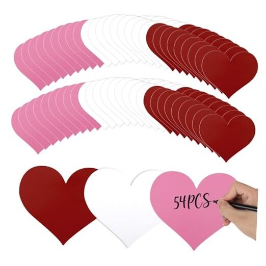 54 Pcs Paper Heart Cutouts, Double Printed Valentine’s Day Cutouts 3.9 Small