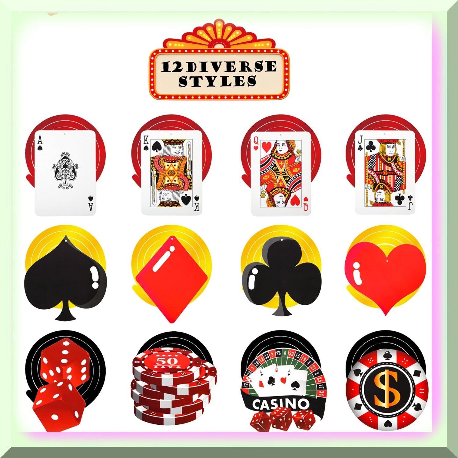 30 Poker Theme Hanging Decorations for Casino Night