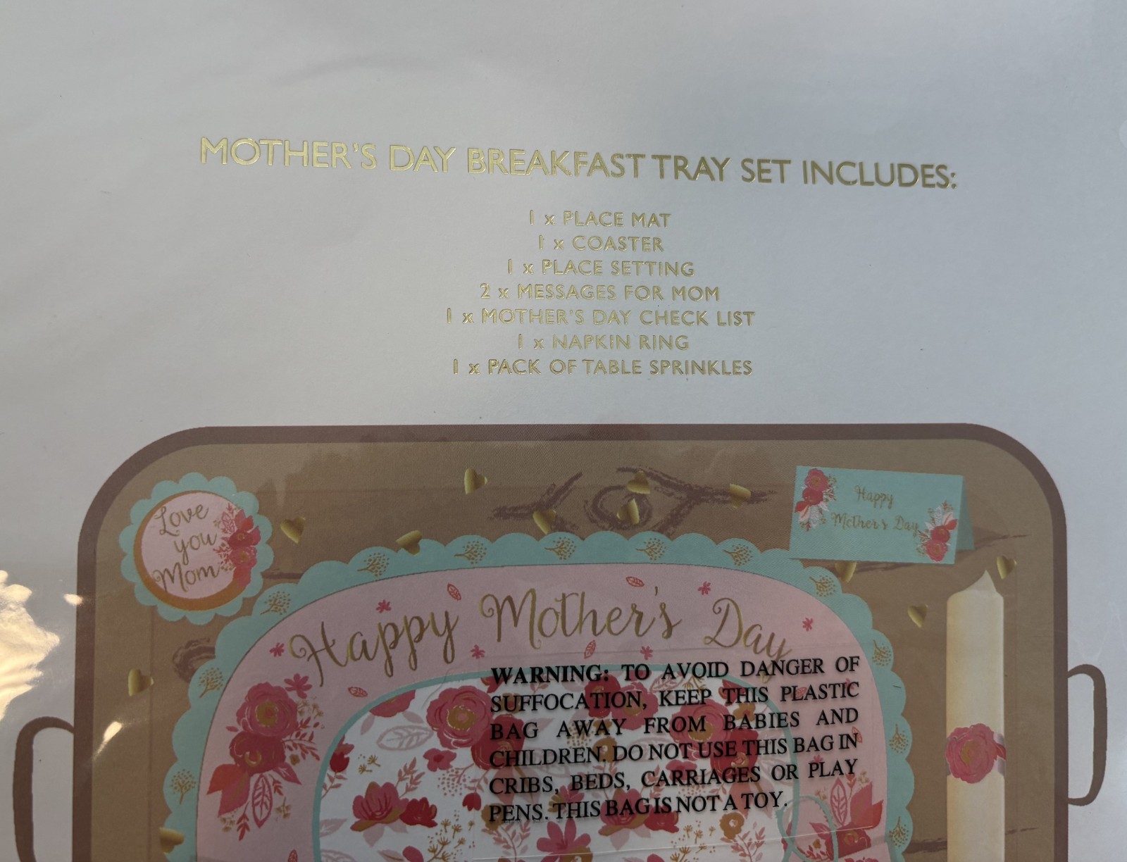 Mother’s Day Celebration Breakfast in Bed Gift for Mom 10-Piece Set- Cake Topper