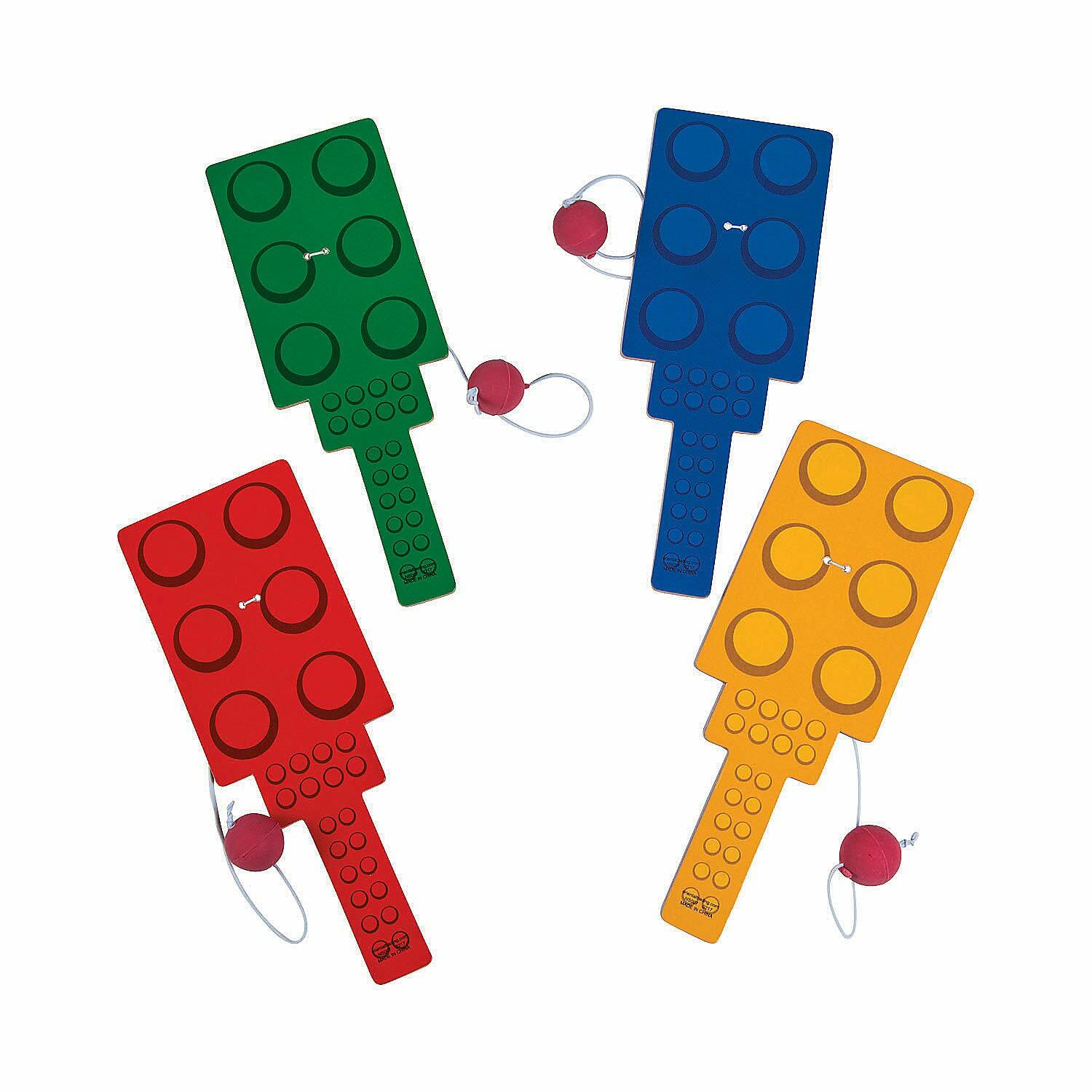 Fun Express Block Party Paddleball Games – Party Favors – 12 Pieces Multicolor