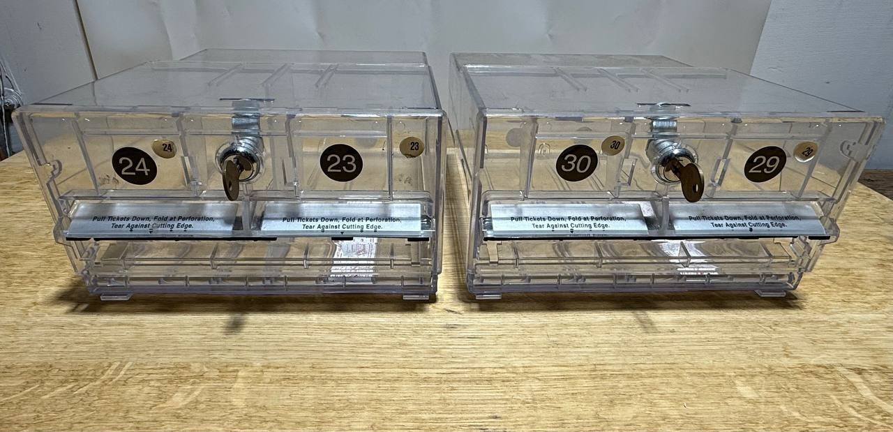 2 Pack Acrylic Pull-Tab Ticket Dispanser With Key Comercial Grade