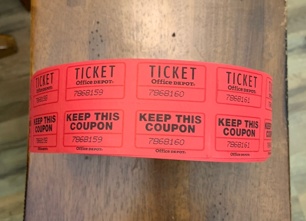 OFFICE DEPOT DOUBLE TICKET ROLL RED CARDINAL