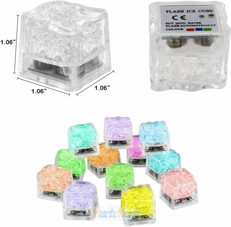 20x Waterproof Light Up Flashing LED Ice Cubes for Party Drinks Glowing Ice Cube