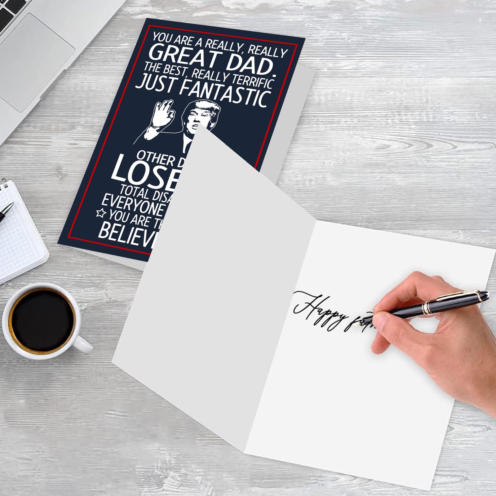BETHEGIFT Funny Fathers Day Gift Card for Dad from 5.3 x 8.07 inches, NAVY