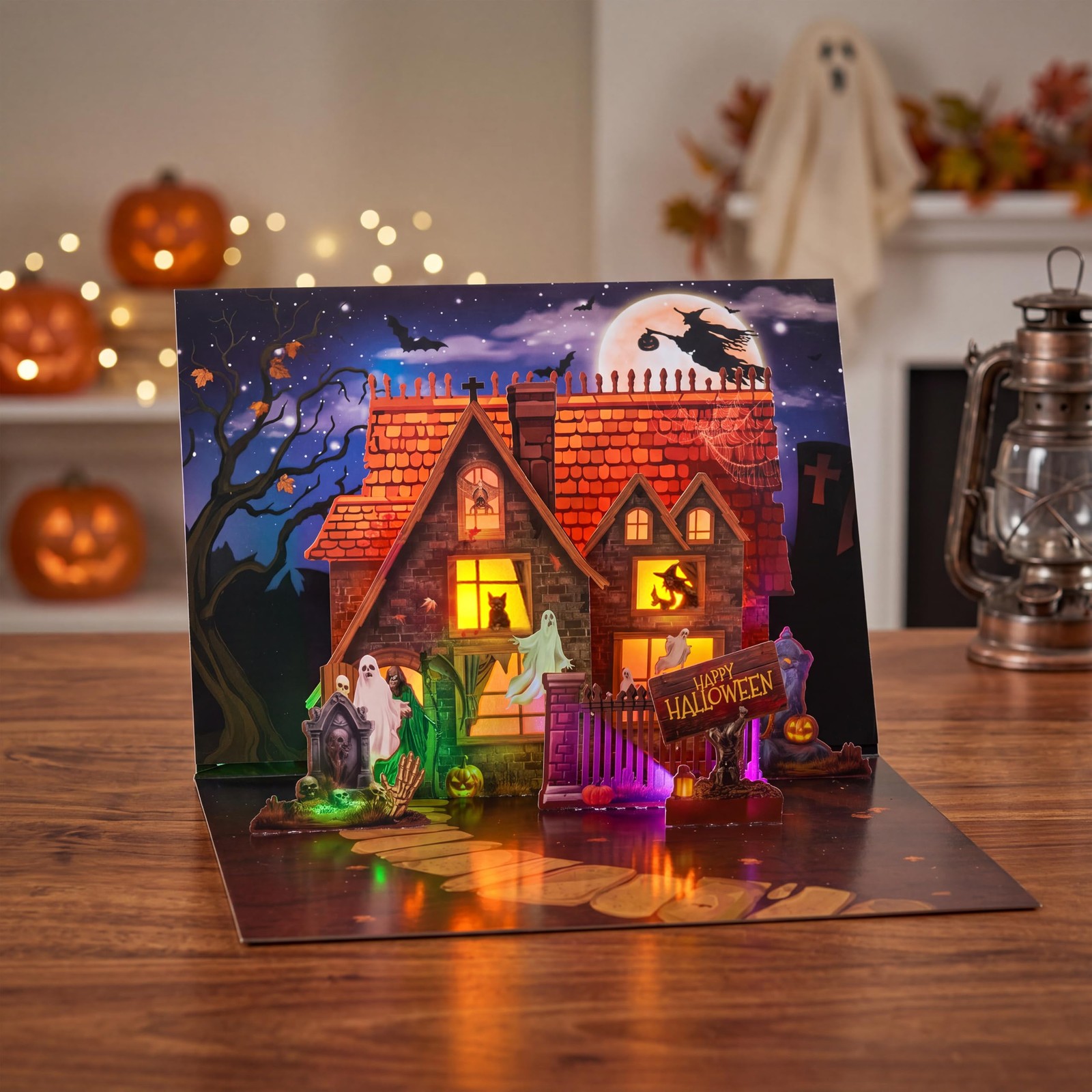 JOYIN Halloween Pop Up Card With Scary Sound and Light, 3D Gift Multicolor