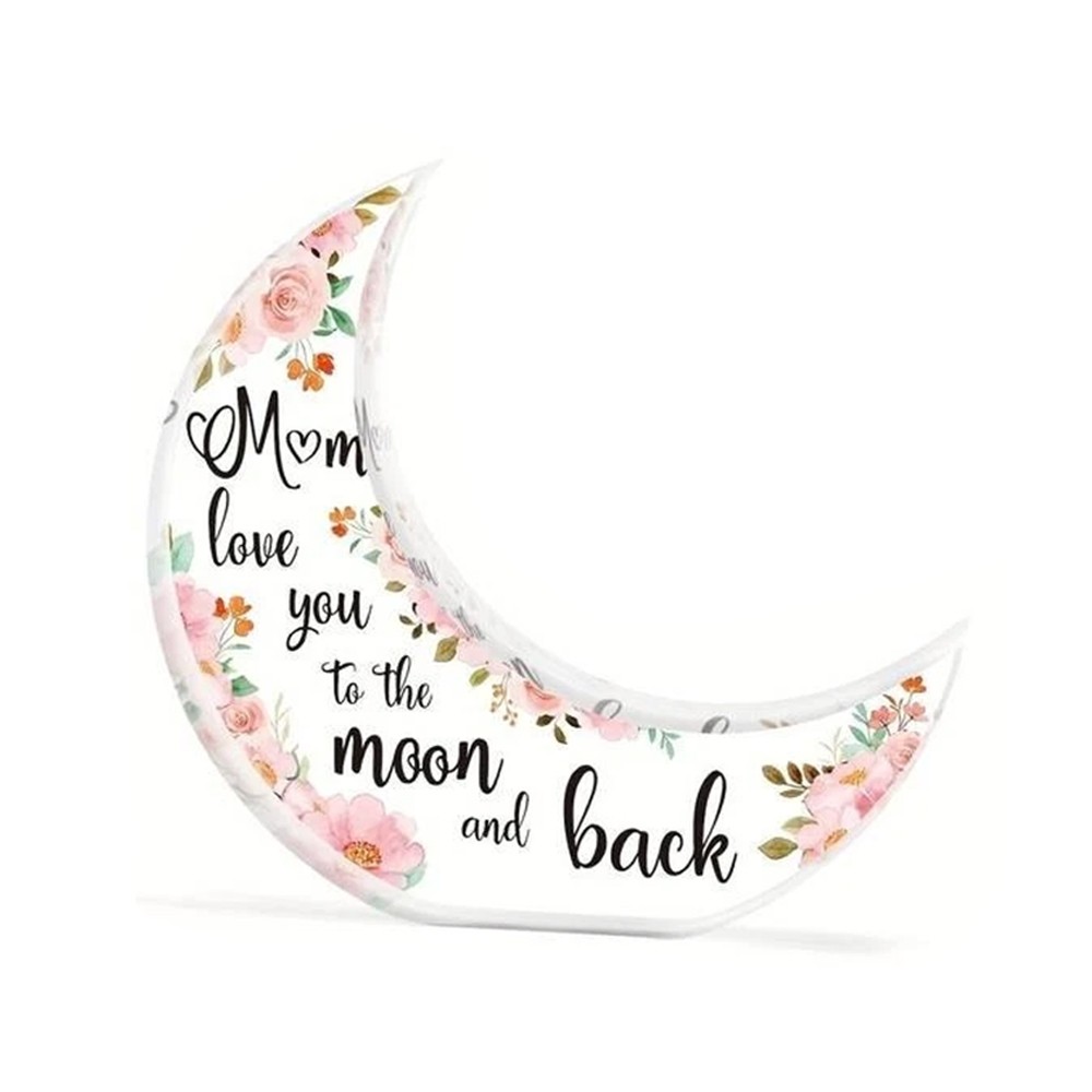 Mum Moon Shaped Acrylic Plaque Christmas Mothers Day Gift for Mom