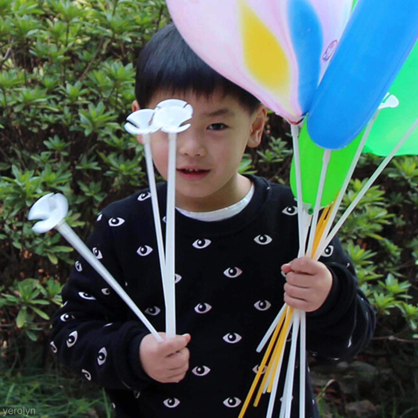 100pcs Plastic Balloon Multicolor Holder Sticks Cup Wedding Party Decorat