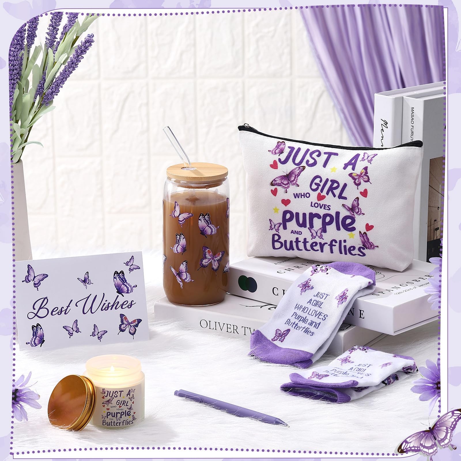 Singhoow Purple Butterfly Gifts Set of 6 Makeup As shown,