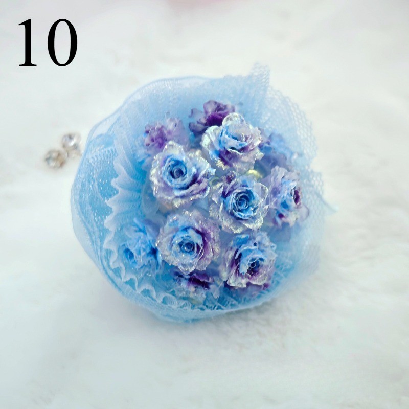 1PC Handmade Beaded Pens Decor with Hole Fringe Chain DIY Mini Lace Rose Bouquet