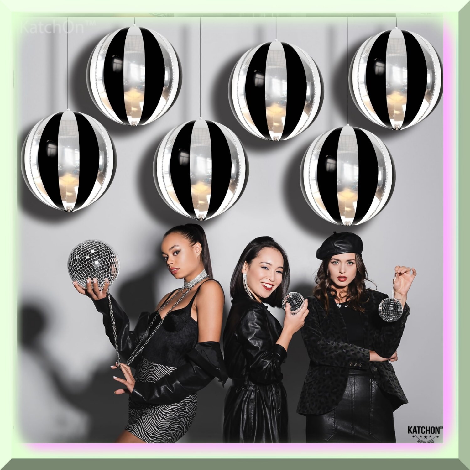 Silver Black and Silver 4D Balloon Set with Large Foil Balloons