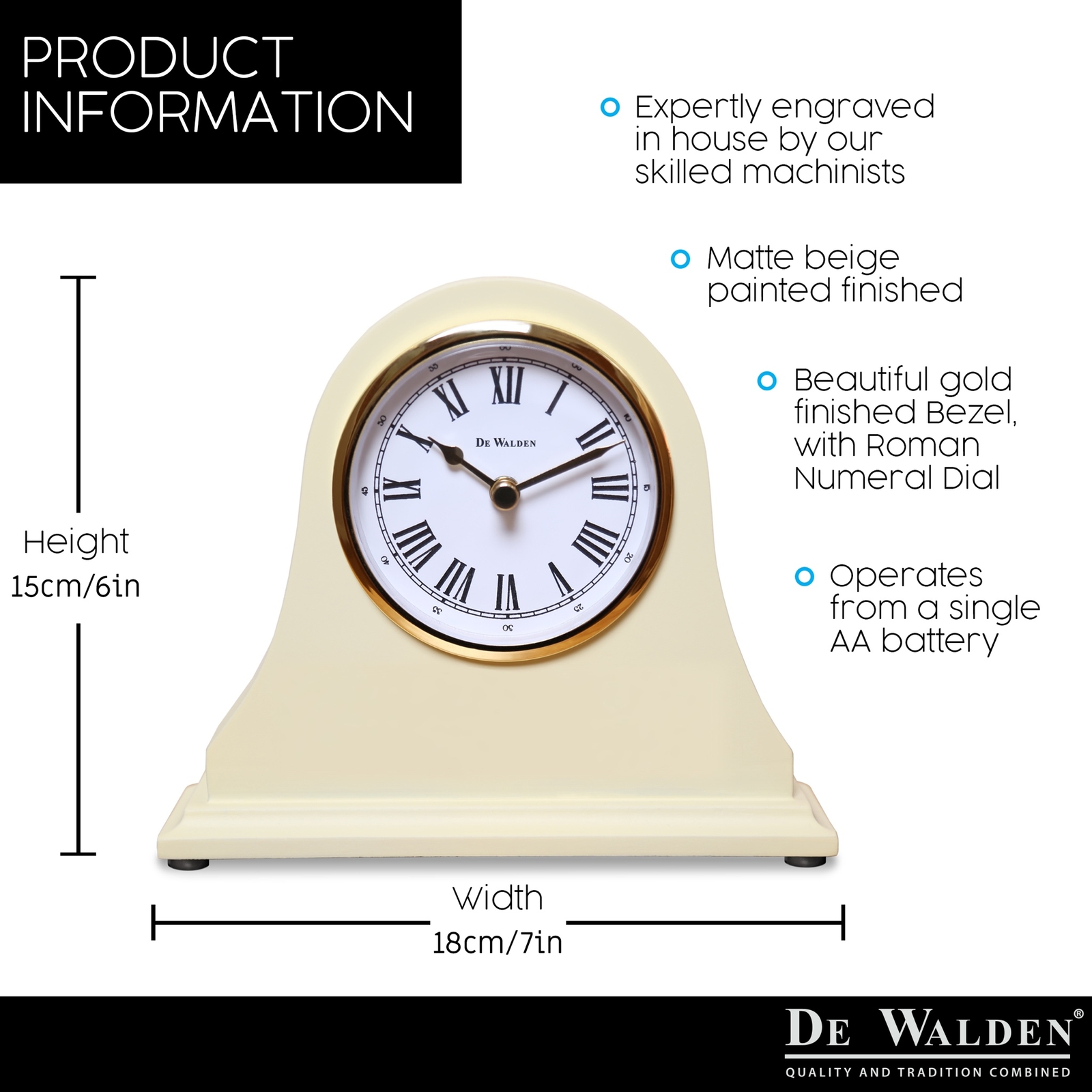 60th Diamond Wedding Anniversary Engraved Mantel Clock 60 Years Gift Idea