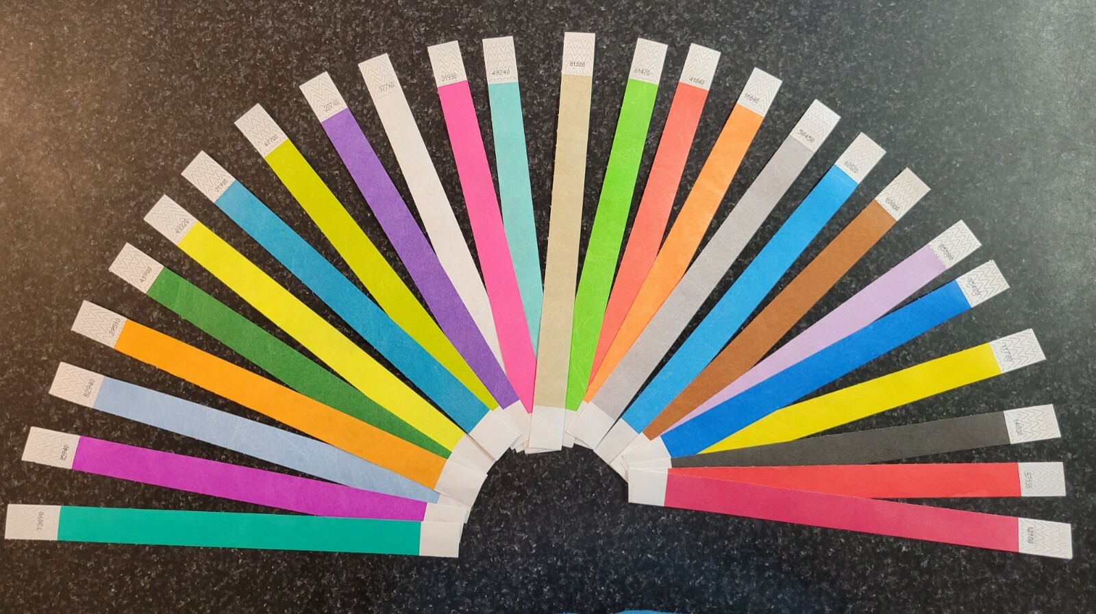 250 3/4″ (10 each of 25 colors) TYVEK WRISTBANDS. , WRISTBANDS FOR EVENTS