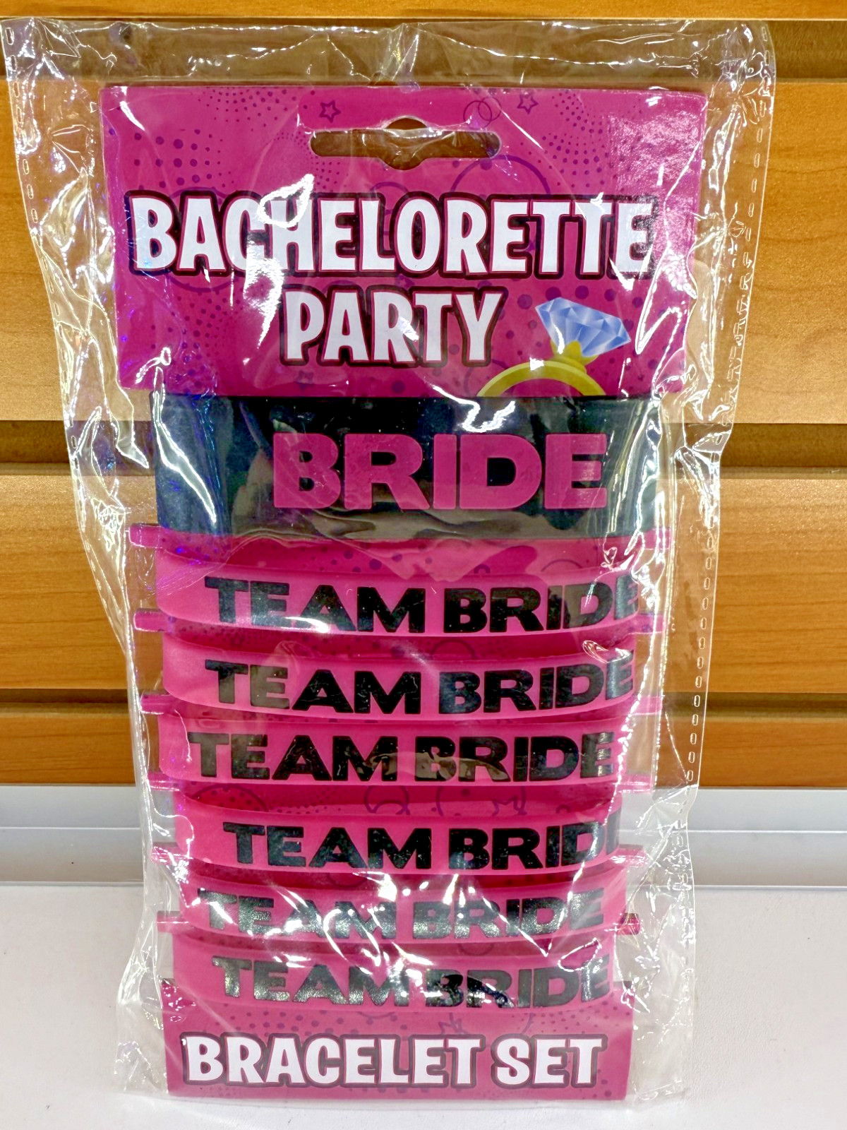Bachelorette Party Silicone Band Bracelet Set of 7 Team Bride Bridesmaid Pink