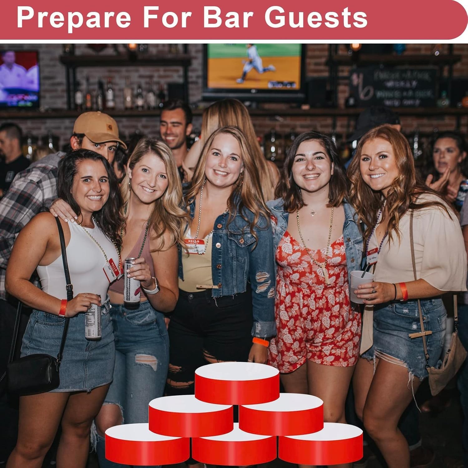 100 Count Lightweight Red Event Wristbands – Durable & Tamper-Resistant
