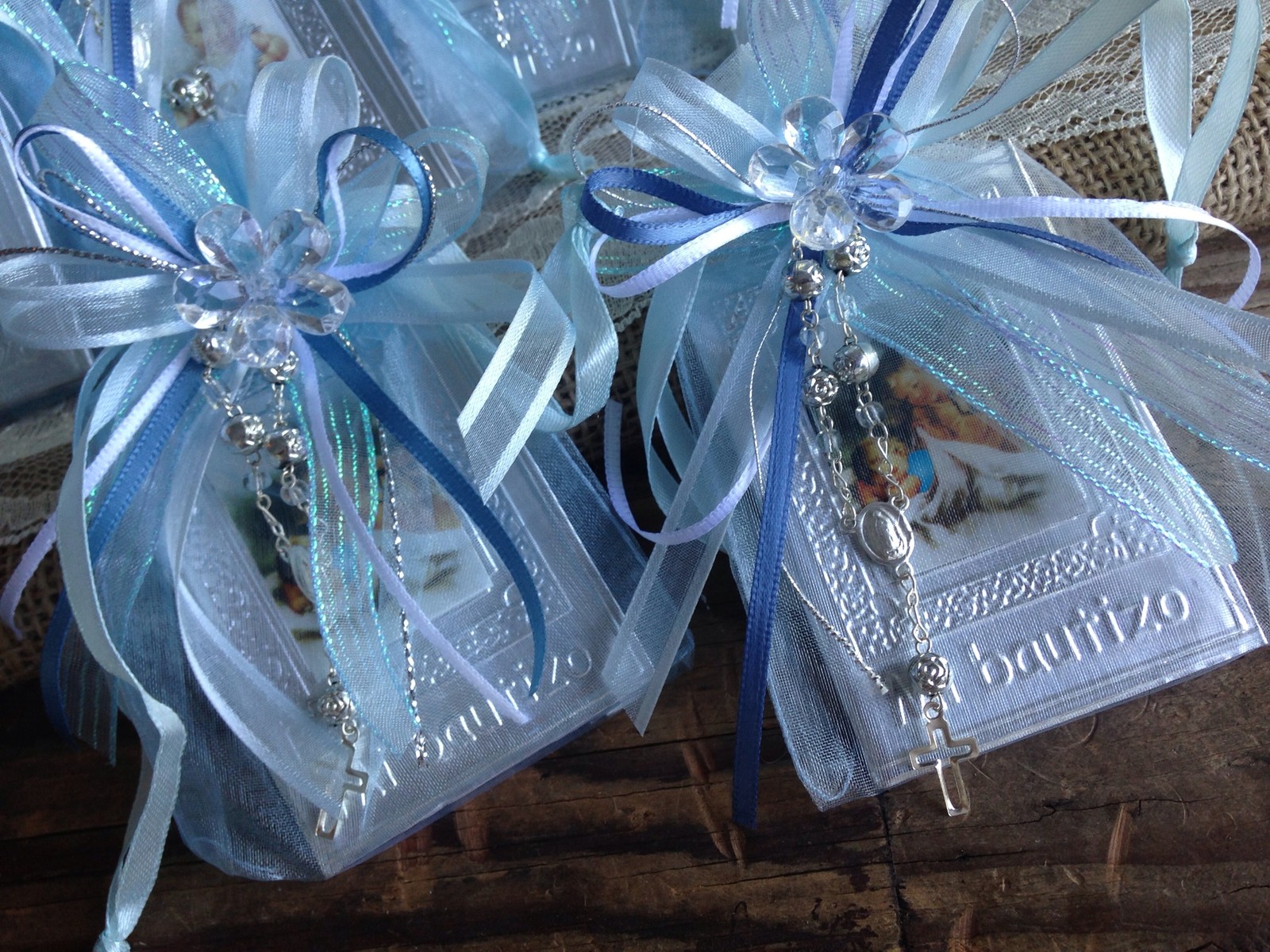 12 Pc Blue Baptism Favors/ Recuerdos De Bautizo En Repujado/ Prayer Book