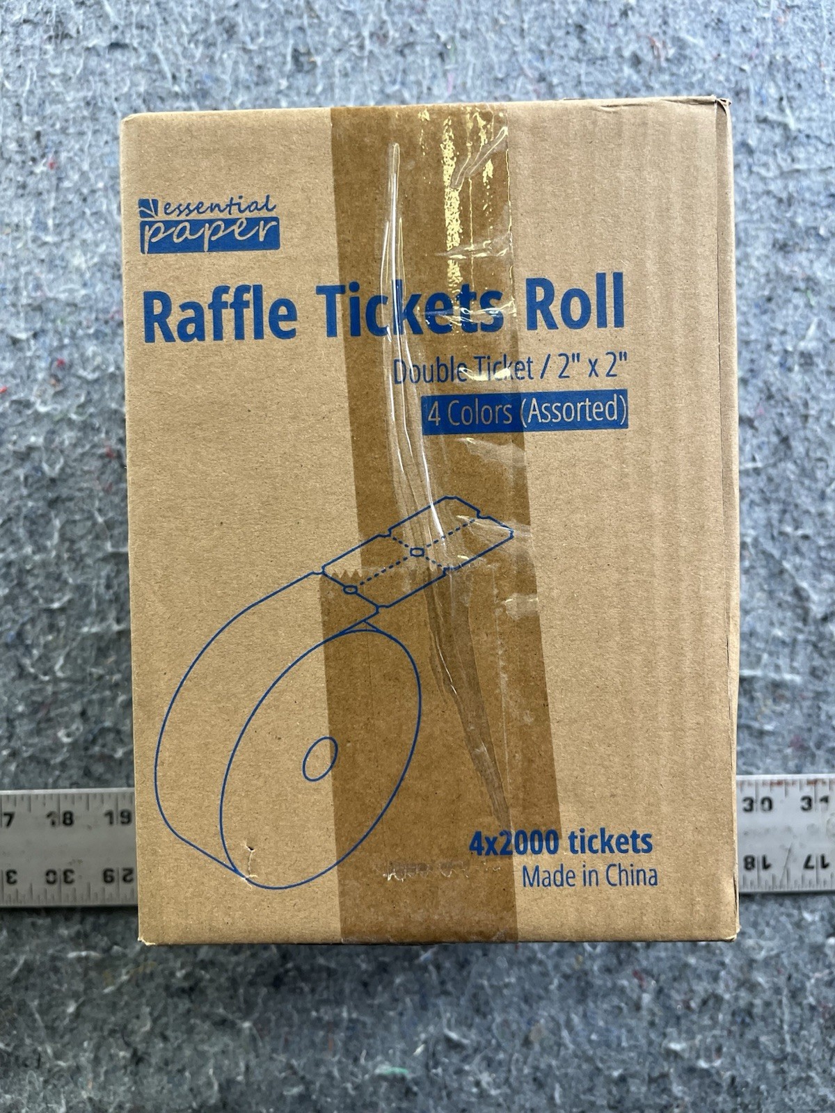 Raffle Tickets Roll 8000 Count 2×2 Double Stub 4 Colors New Sealed Box