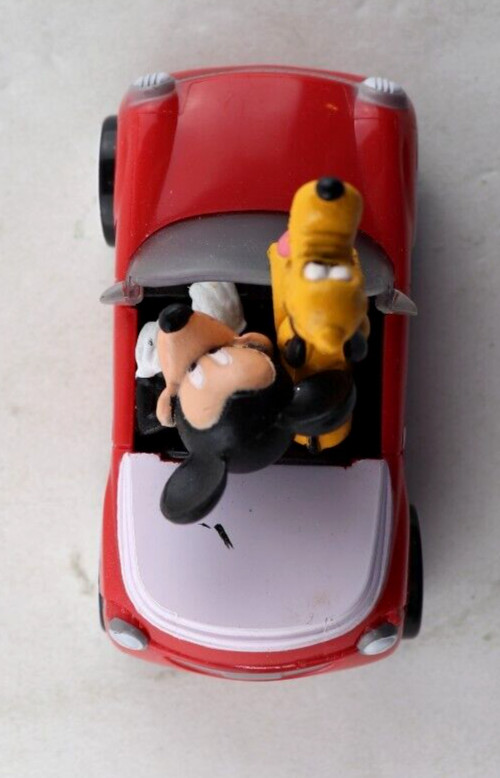 DecoPac Mickey Mouse and Pluto in Rolling Red Car Cake Topper Disney