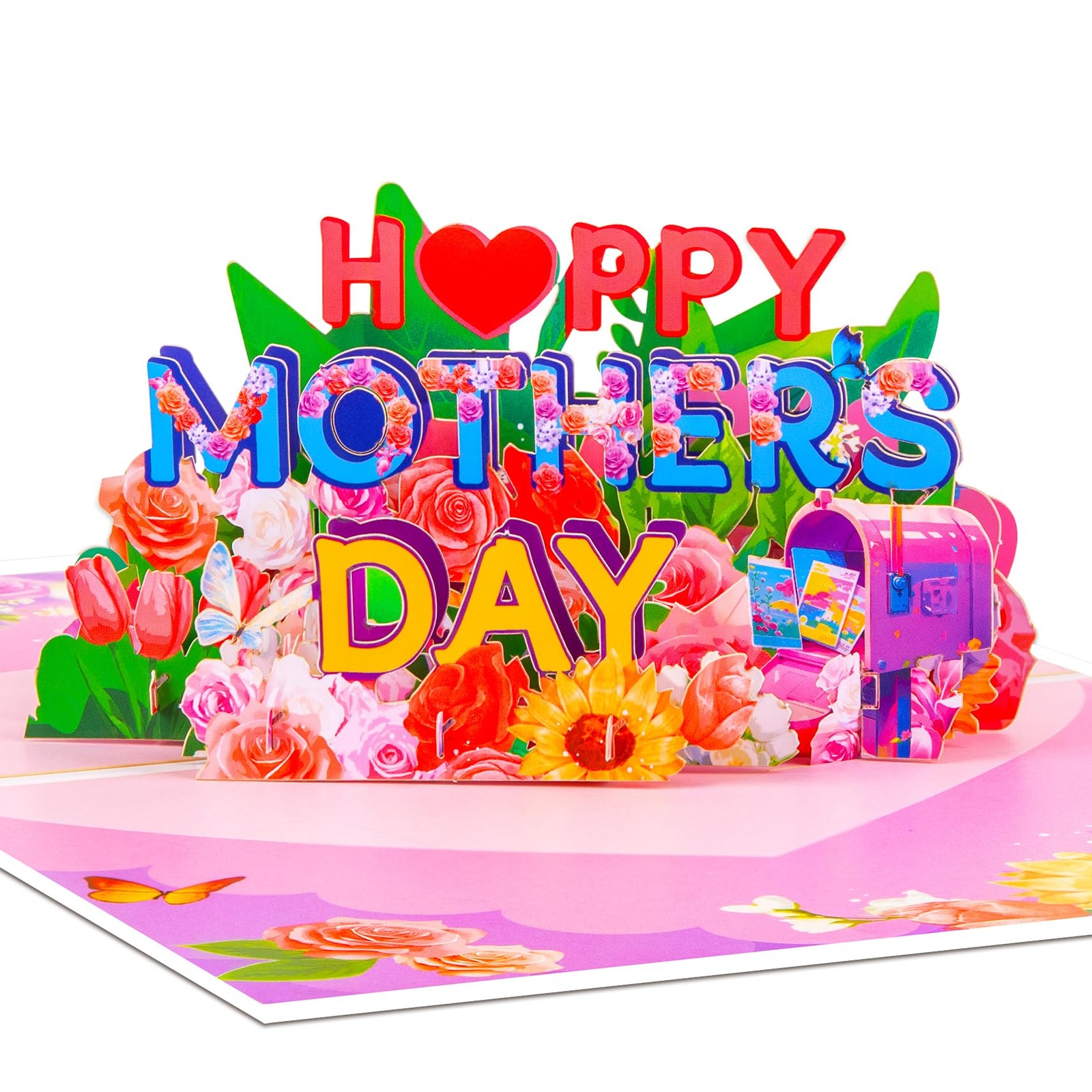 GREETING ART Happy Mothers Day Card, Pop Up 20×15 cm, Roses