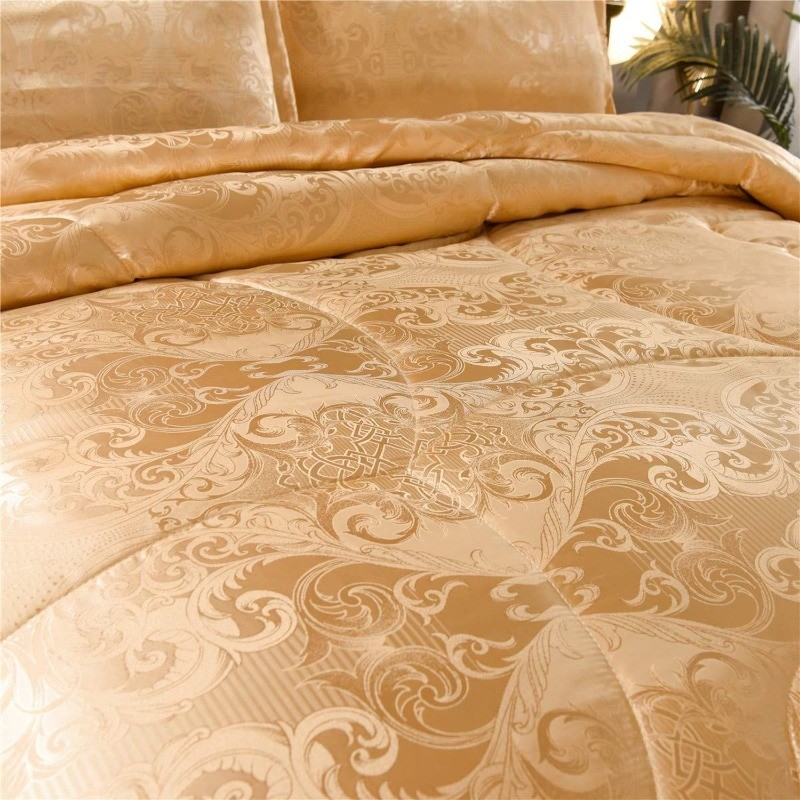 King Size Comforter Set All Season Gold Bedding Comforter Sets Silk Jacquard