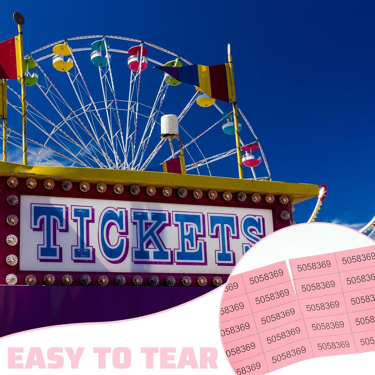 Pink Chinese Auction Tickets – 504 Sheets, Different Numbers