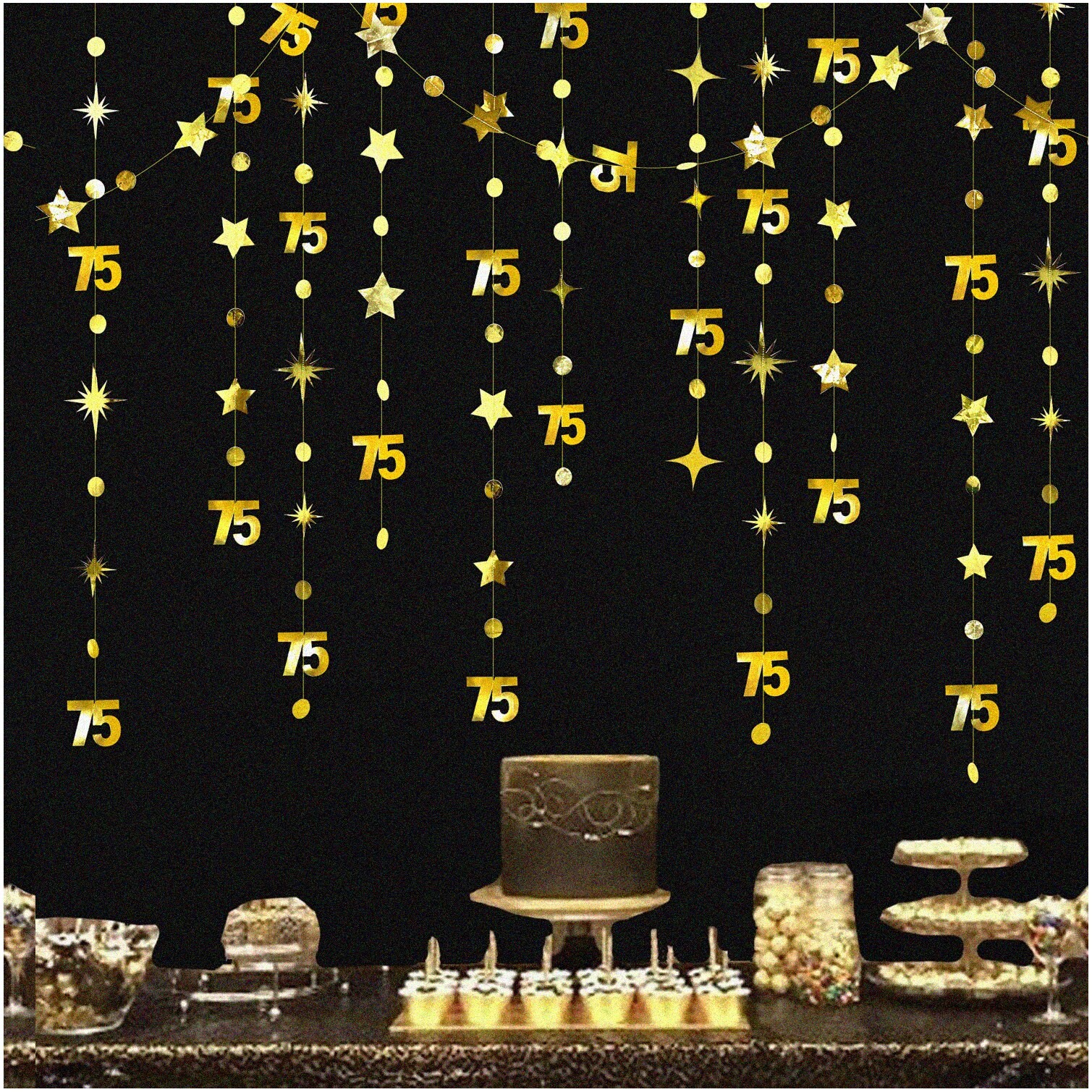 Golden Starry 75th Celebration Kit with Glittering Streamers