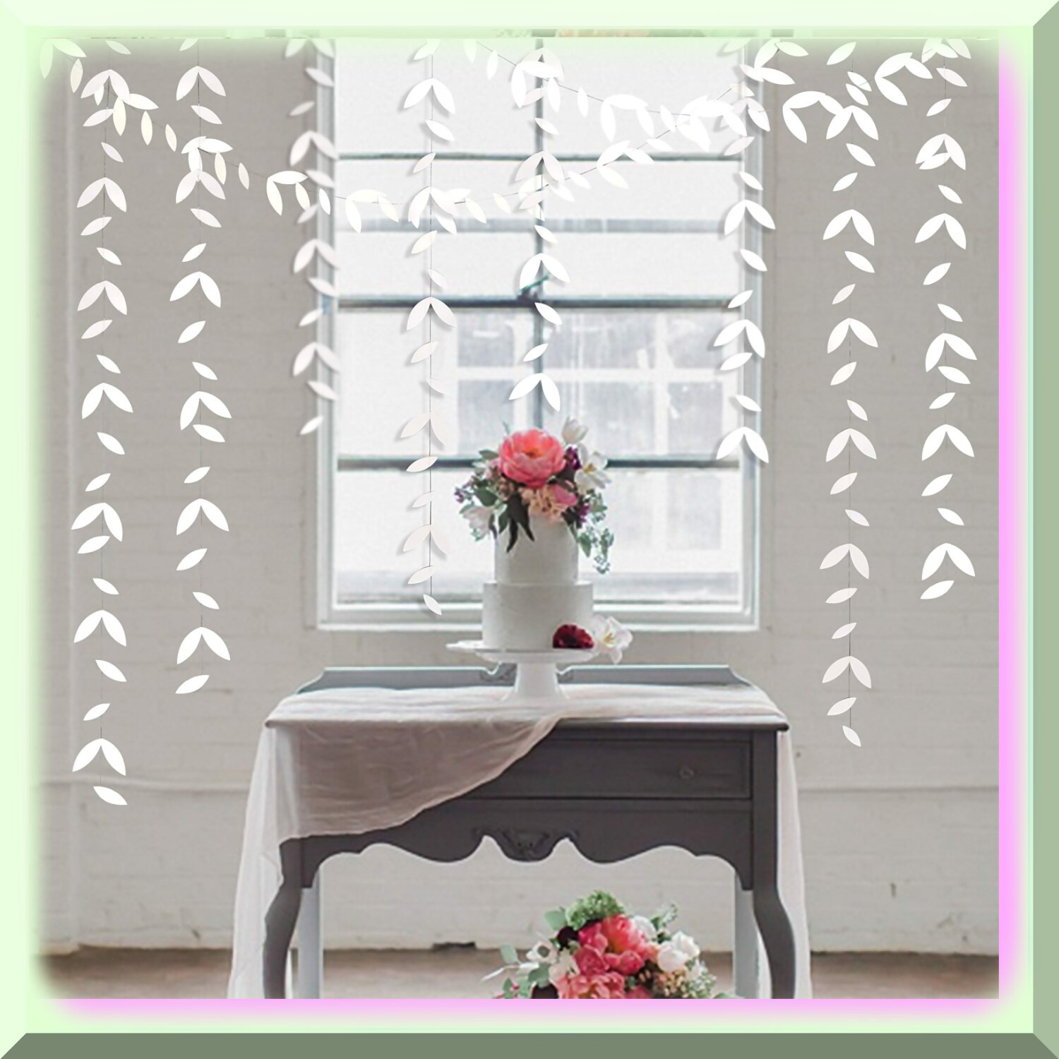 White Leaf Paper Garland 52 Feet Decoration Kit