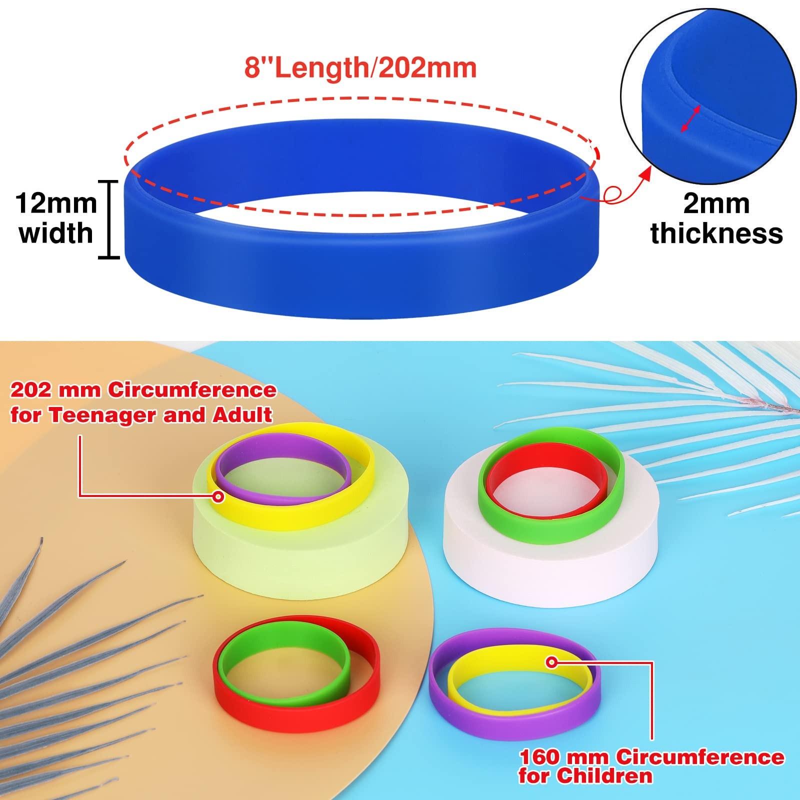 50 pcs Orange Silicone Elastic Wristbands, 8 inch Wrist bands Wholesale Bulk …