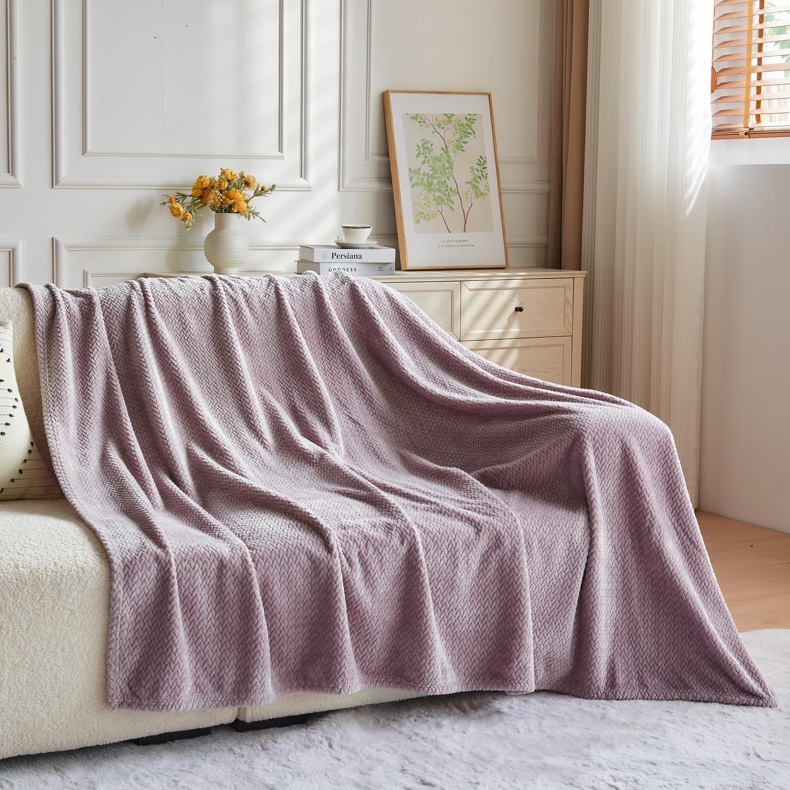 NEWCOSPLAY Super Soft Throw Blanket Light Purple Premium Silky Flannel Fleece…
