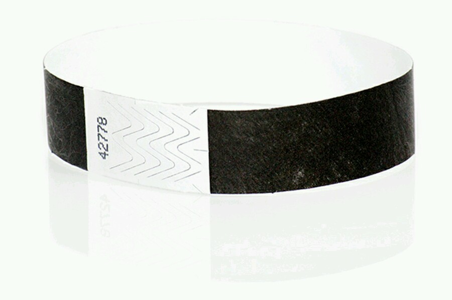 100 3/4″ BLACK TYVEK WRISTBANDS, WRISTBANDS FOR EVENTS, BLACK PAPER WRISTBANDS