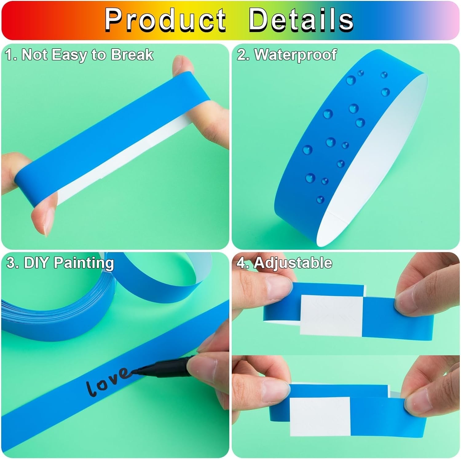 1200 Multicolor Plastic Paper Wristbands for Events – Lightweight & Waterproof
