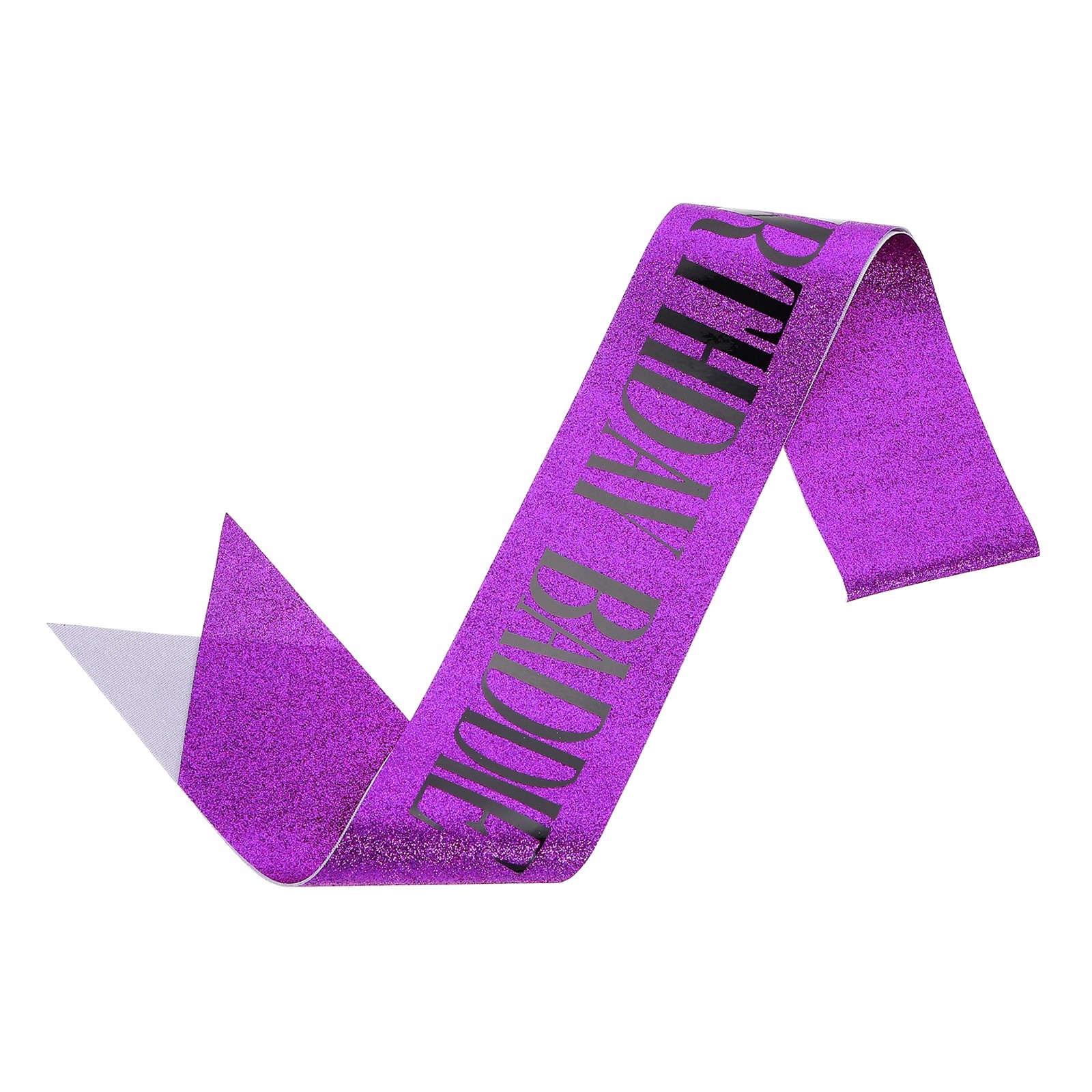 Purple Birthday Baddie Sash with Pin Black Foil Lettering for Party