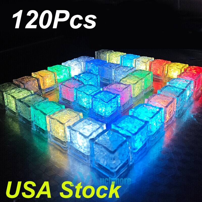LOT Multicolor Glow Ice Cubes LED Light up for Cocktails Beverages Wedding Party