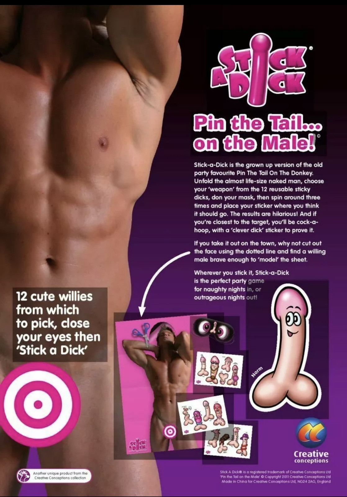 Bachelorette Party STICK A DICK HUNK EDITION Funny Bridal Wedding Shower Game