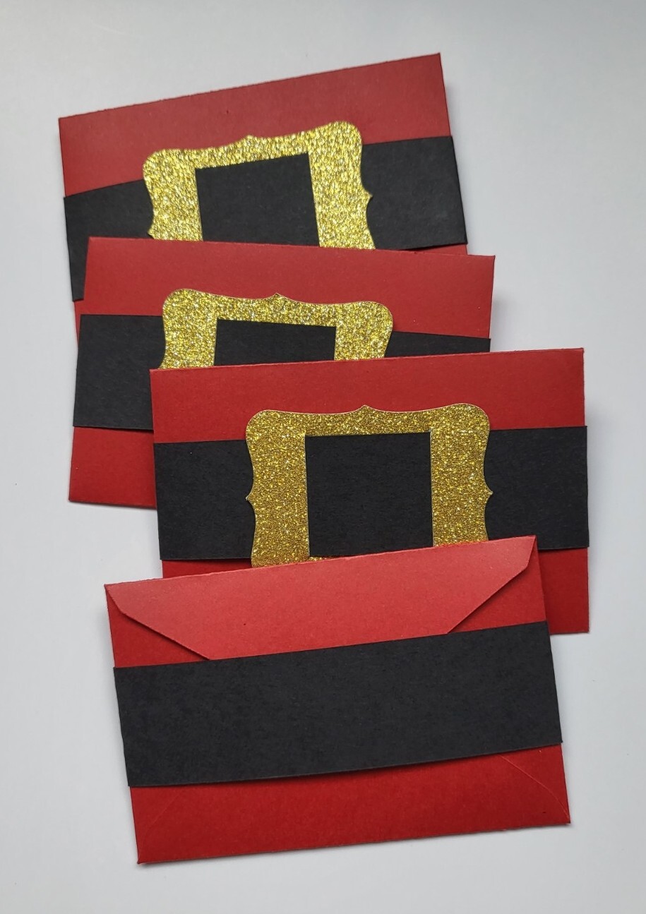 Christmas gift card holders Santa Buckle gift card/money holders – set of 4.