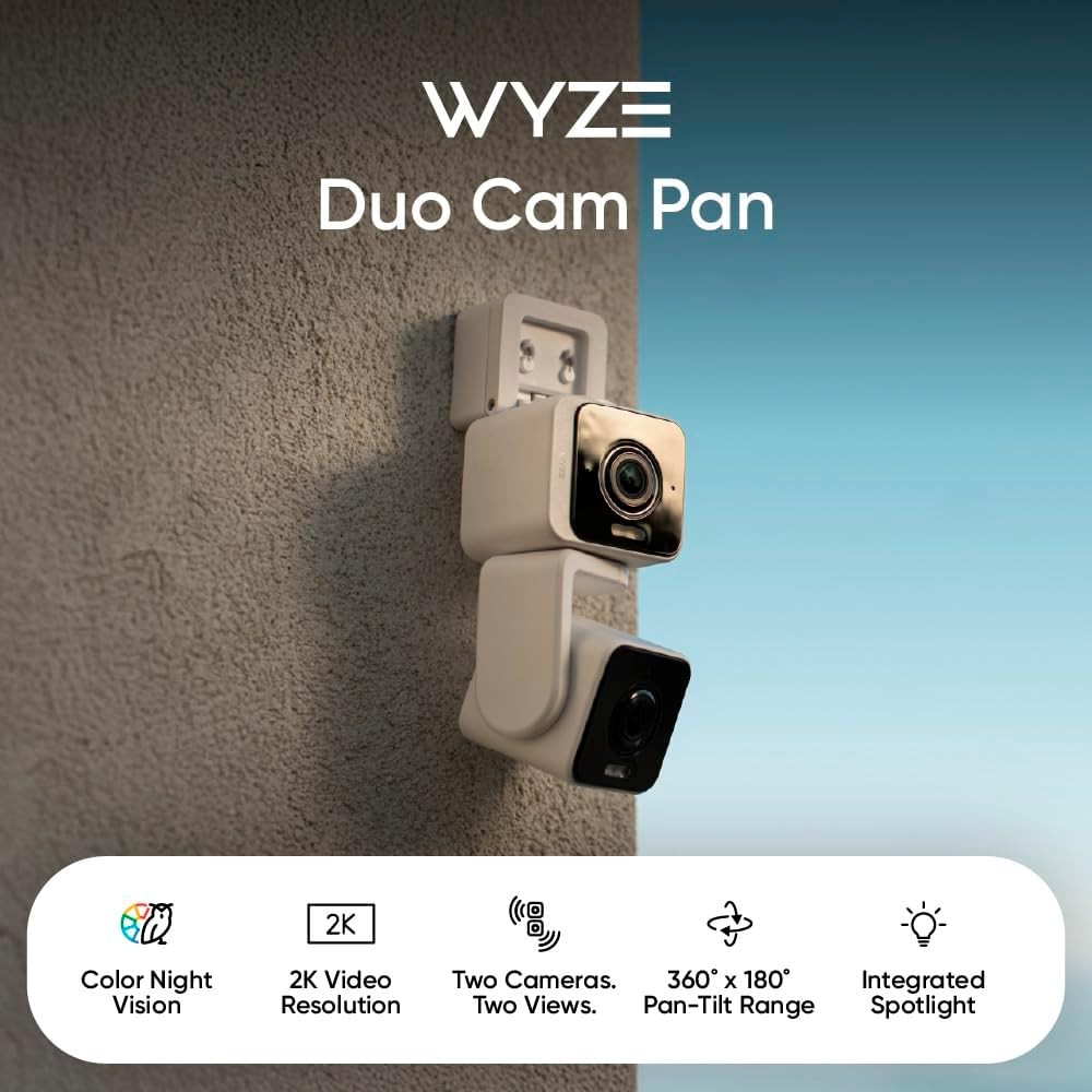 Duo Cam Pan Indoor/Outdoor IP65 2K 360° Pan/Tilt Smart Home Security Camera
