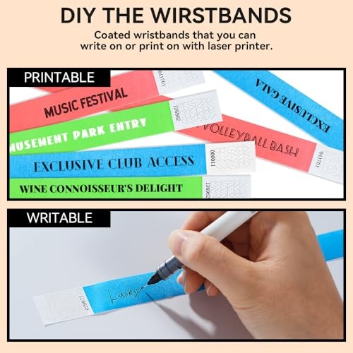 150PCS Paper Wristbands for Events Paper Wristbands Waterproof Green&blue&red