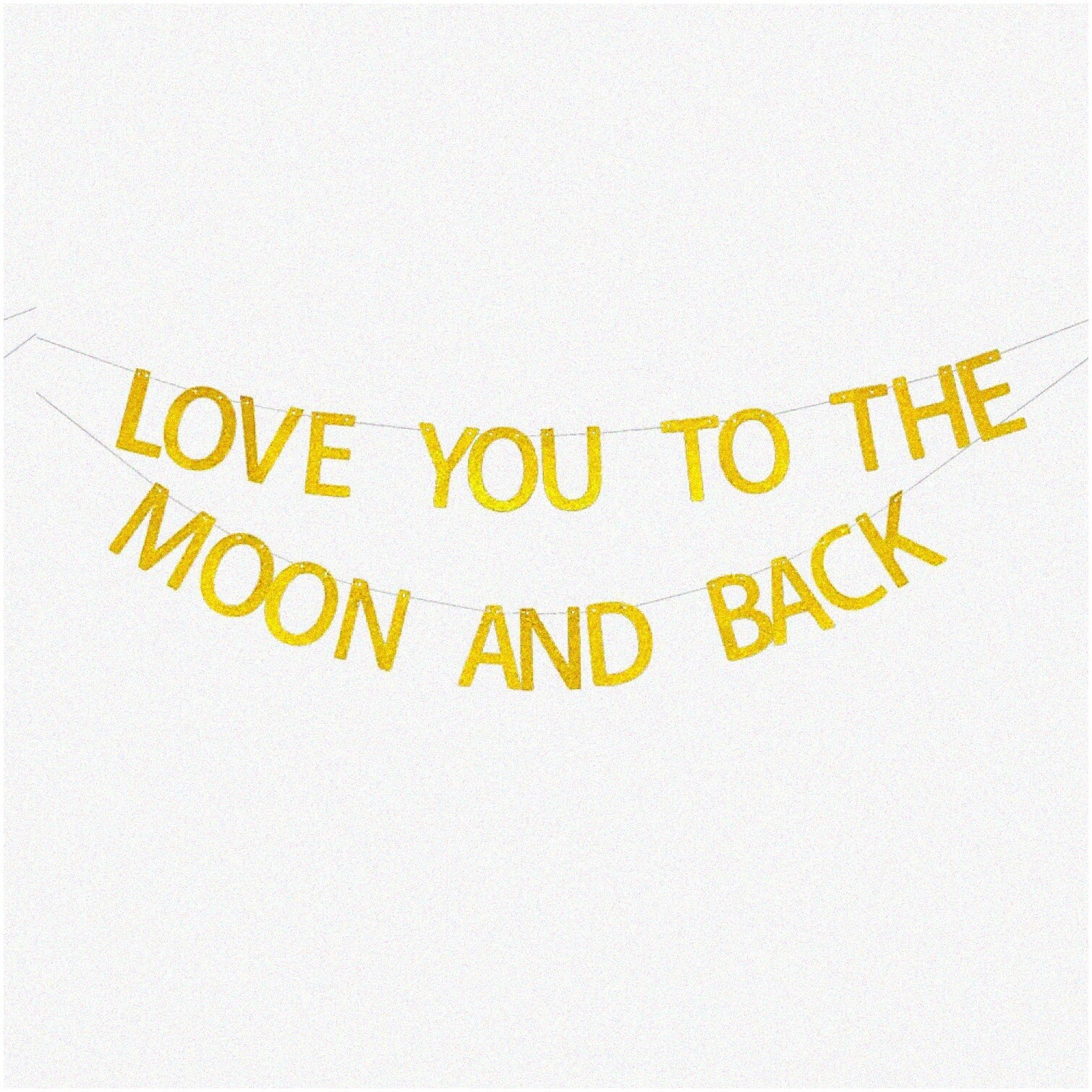 Love You to The Moon Glitter Banner