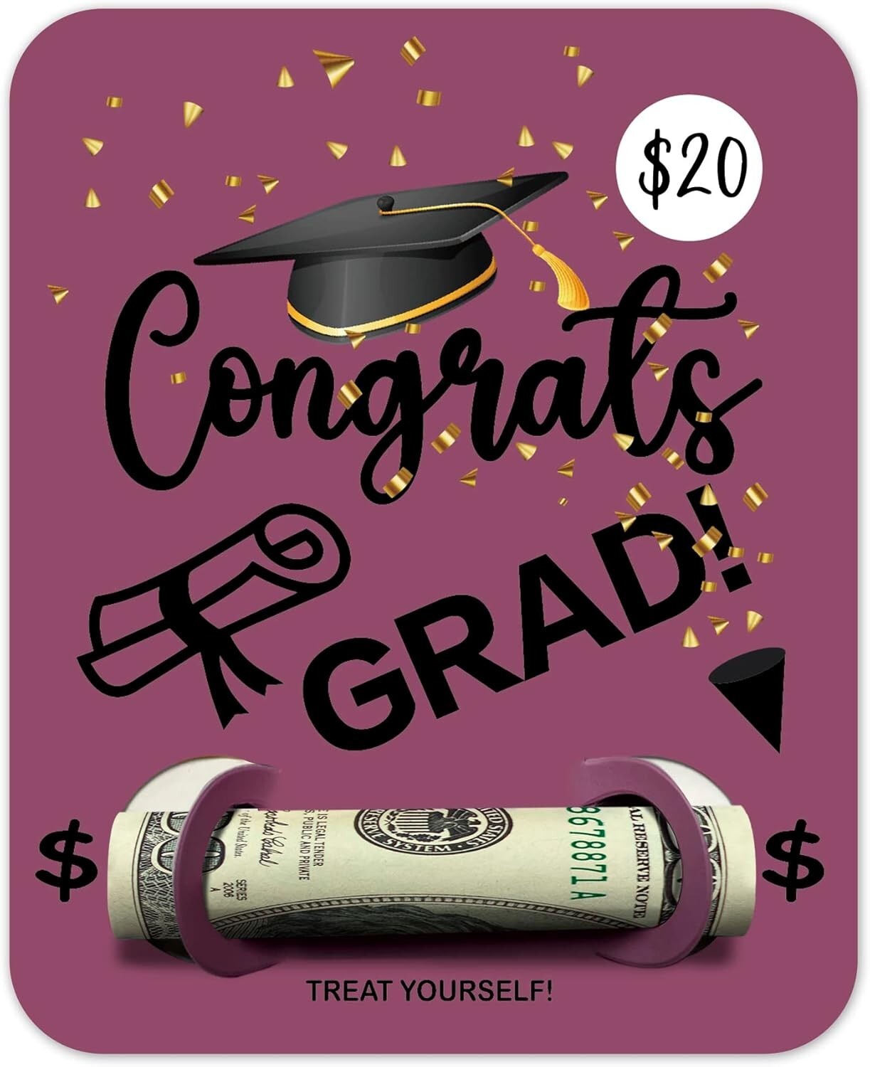 High School / College Graduation Money Holder Card – Purple 4″x5″ – New