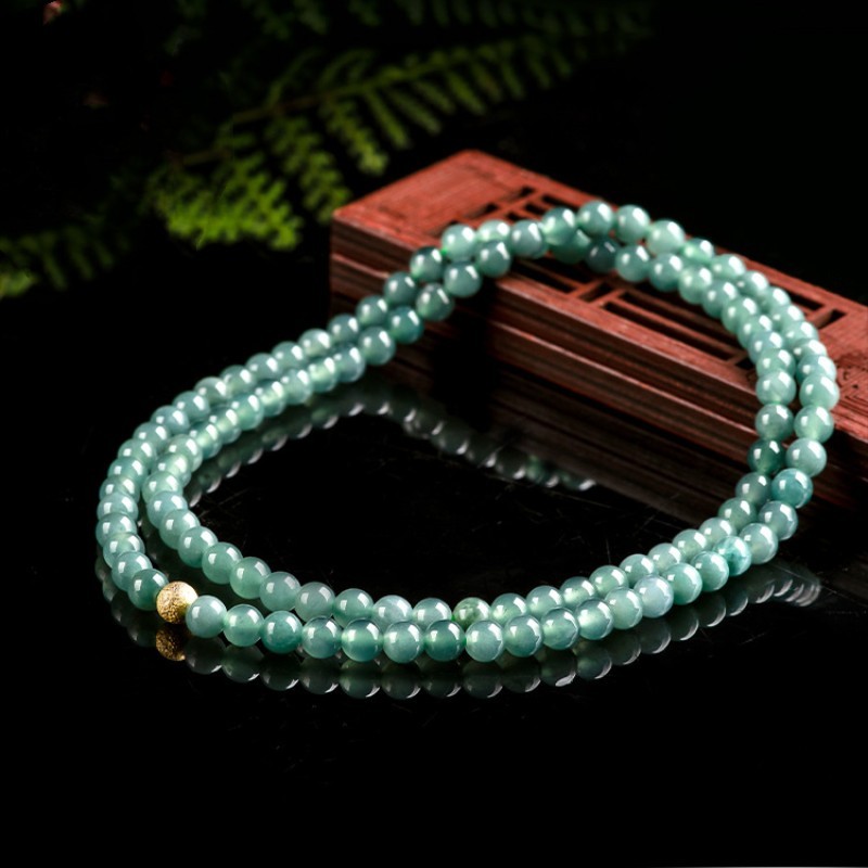 6mm Jadeite Round Bead Necklace Chain Healing Crystal Women Men Jewelry Gift 22″