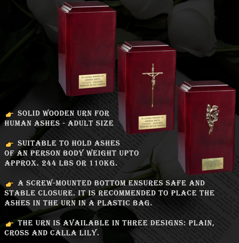 Italian Wooden Cremation Urn for Adult Unique Memorial Ashes Funeral Urn Casket
