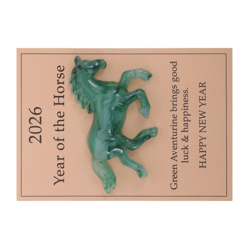 Unique Horse Year Greeting Card with Pocket Hug Resin Charm Ideal for Friends