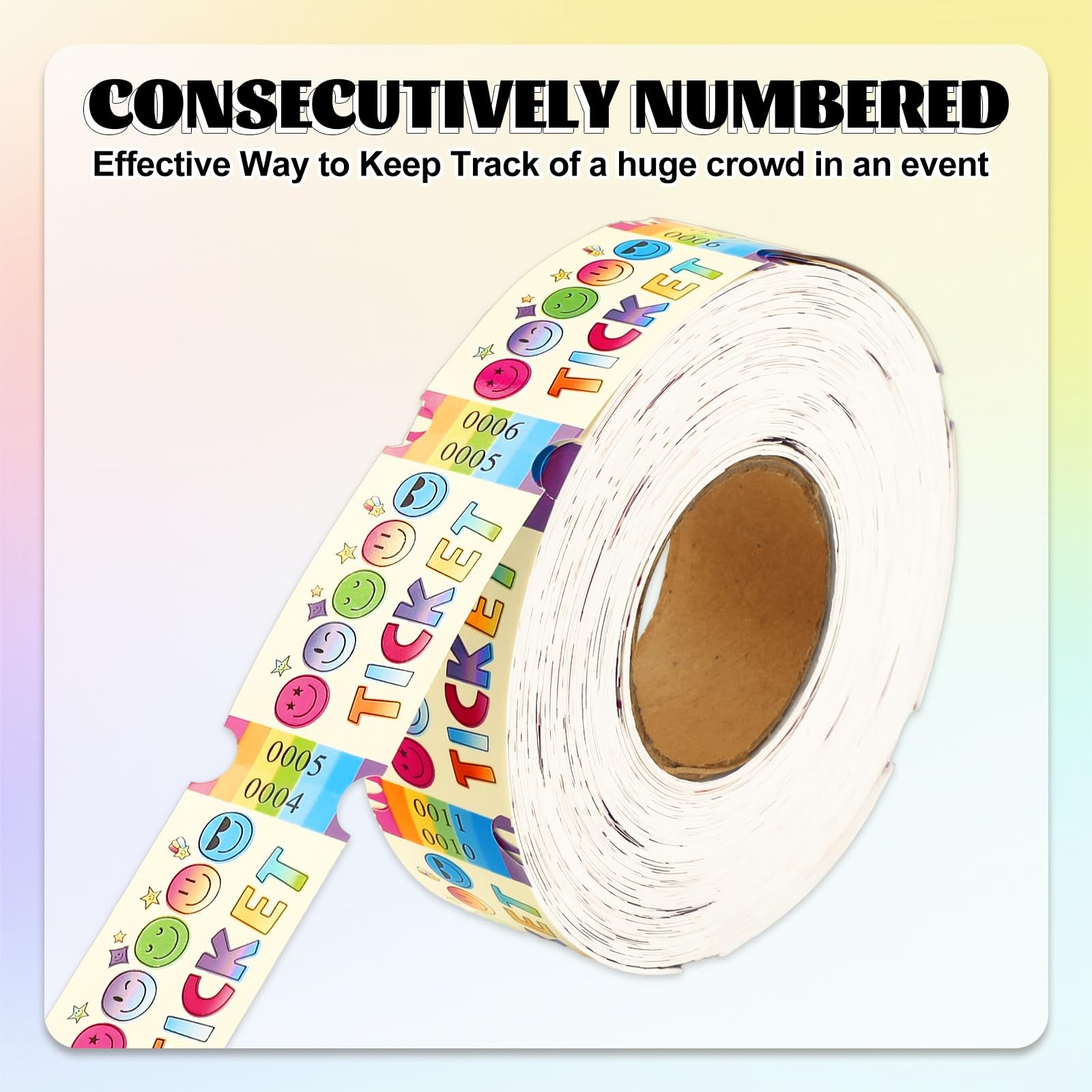 1 Roll 1000 PCS Smile Raffle Ticket 2×1 Inch Carnival Event Fundraiser Prize