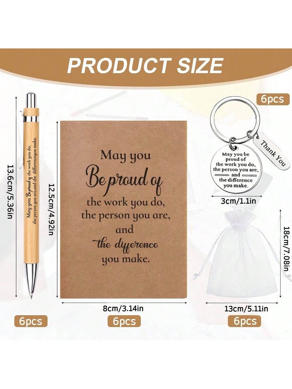 24pcs Multicolor Notebook Pen Keychain Gift Set For Employee Teacher Nurse