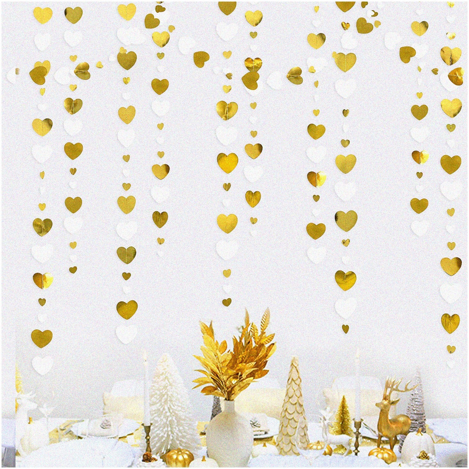 White and Gold Heart Garland Celebration Kit