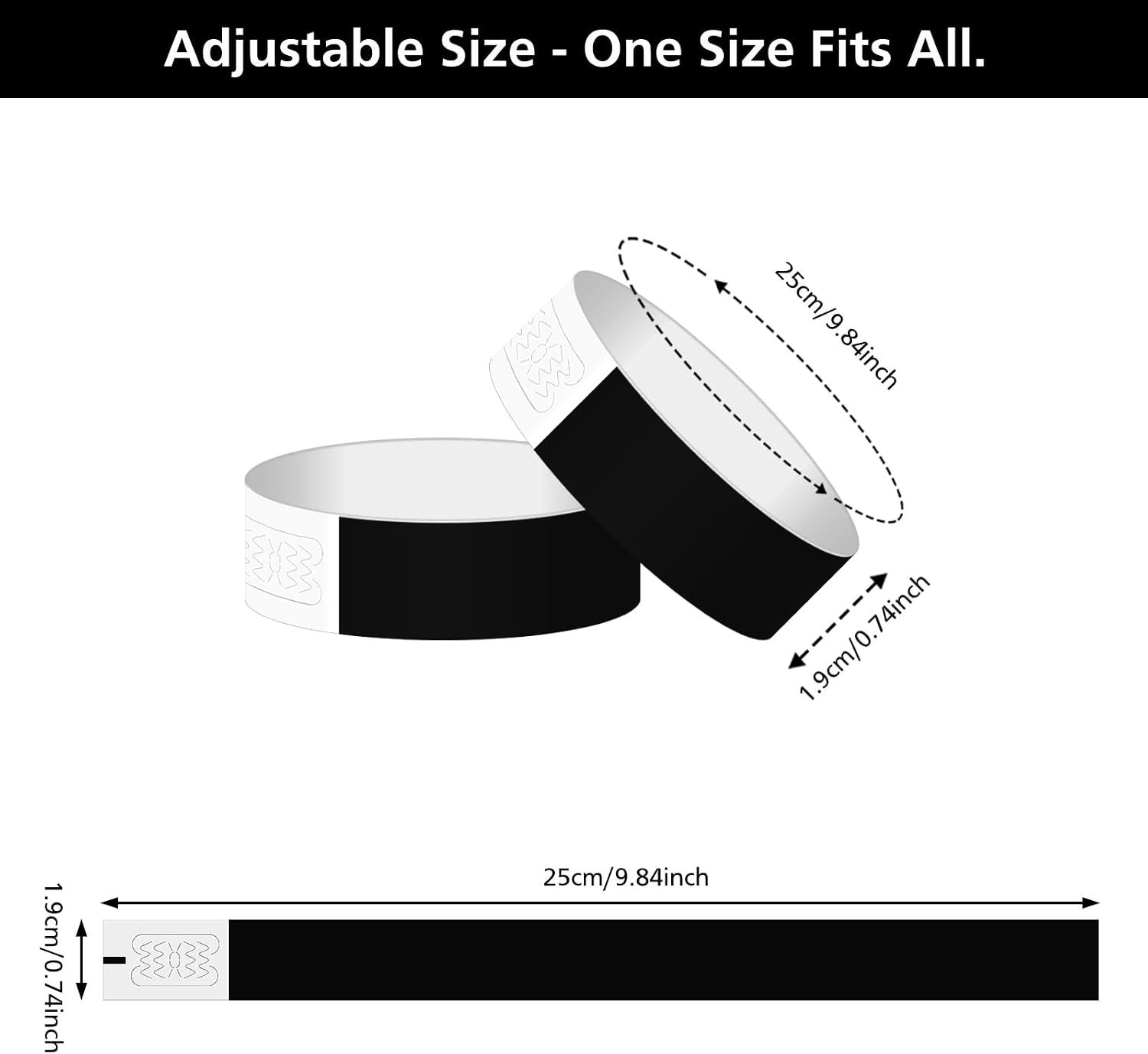 200 Black Paper Wristbands – Waterproof Event Bracelets for Parties & Concerts