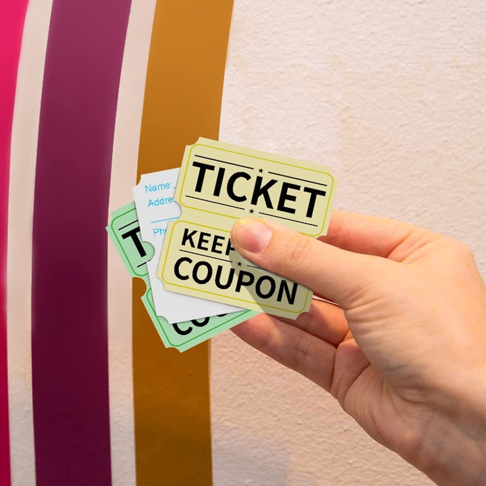 8000 Assorted Raffle Ticket Rolls, Double Raffle Tickets Set of 4 Colors Prin…