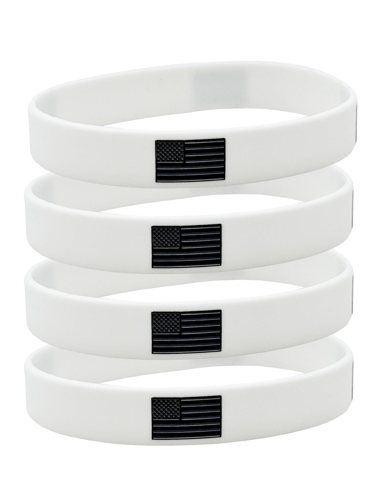 4 Pcs Black America Flag Rubber Bracelets,USA Flag Silicone Bracelet, Rubber