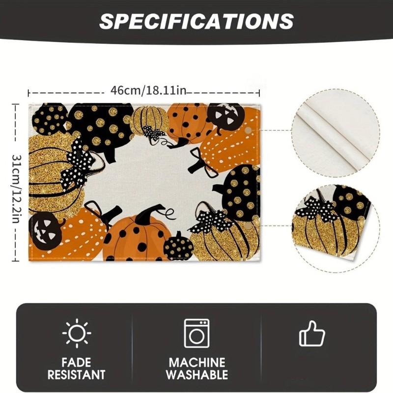Halloween Pumpkin Table Runner Portable Placemat for a Eerie Dining Experience