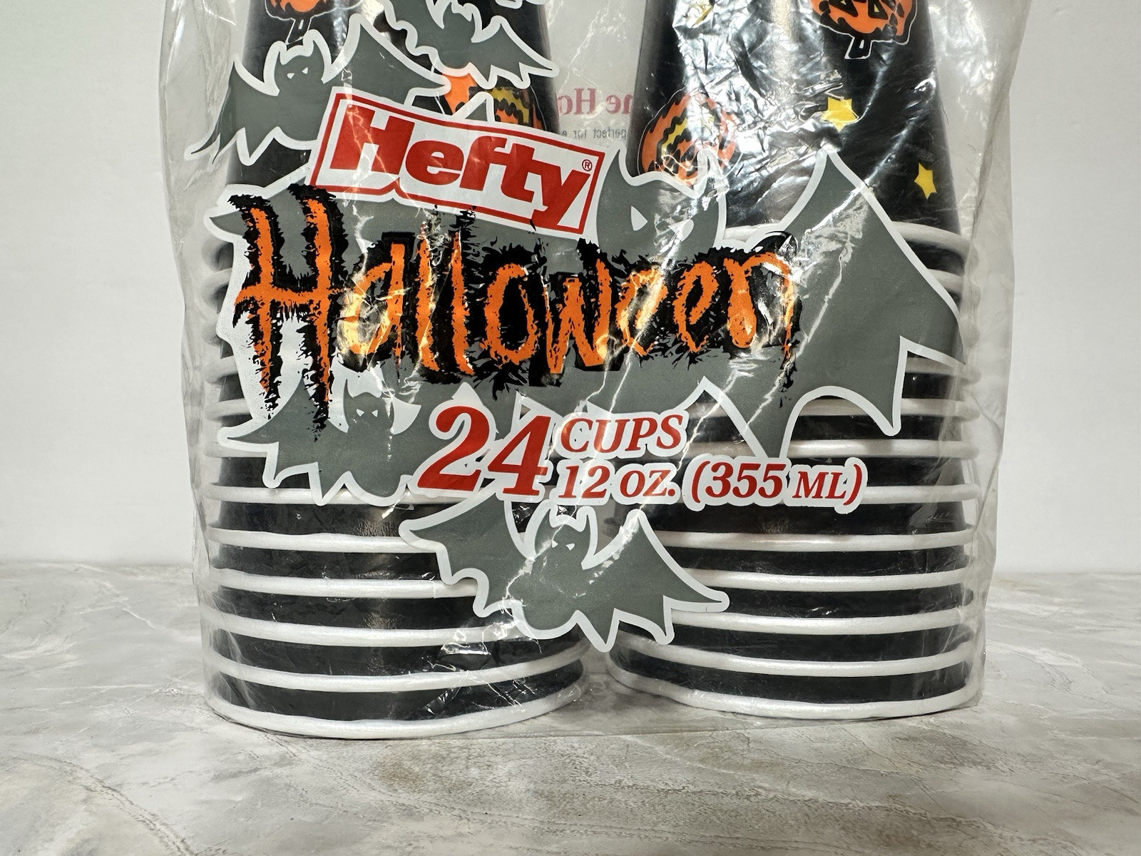Vintage Hefty Halloween Pumpkin Cups 24 Made In USA 90’s Party Cup